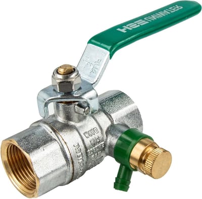 Kogelkraan met aftap 1497, UNIWATER CHROOM - DVGW tot +150 °C - beide zijden IG 3/4 inch