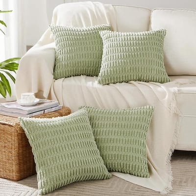 Decoratieve Kussenhoezen - Sierkussenhoezen - Woonkamer Decoratie - Zacht Corduroy Materiaal - 40 x 40 cm - Saliegroen
