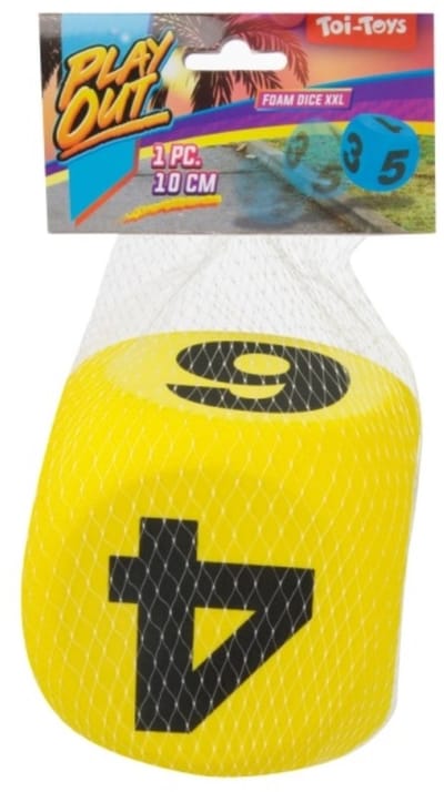 Toi Toys Dobbelsteen XXL - geel - 10 cm - EVA schuim - grote dobbelstenen