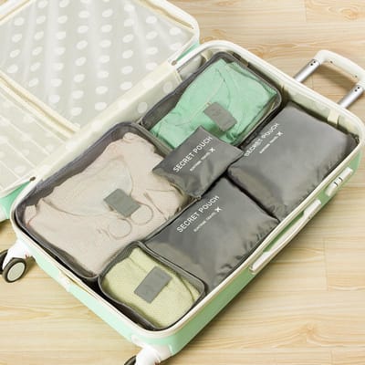 6 stks/set Reiskoffer Organizer Tassen Bagage Verpakking Cubes voor Reisorganisator Opslag Schoen Kleding Bagage Organizer Tassen 6Pcs/Set grijs