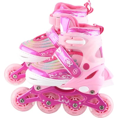 Kinderen Verstelbare Inline Skates Volledig Zachte Roller Skates Kinderen Inline Skates Schoenen S pink