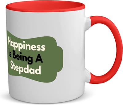 Akyol - happiness is being a stepdad koffiemok - theemok - rood - Papa - de liefste stiefvader - vader cadeautjes - vaderdag - verjaardag - geschenk - kado - 350 ML inhoud