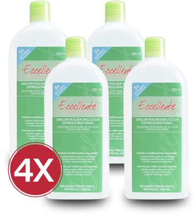 4x Eccellente Ontkalker 500 ml voor De’Longhi – 20 Ontkalkingsbeurten – EcoDecalk DLSC500 / SER3018