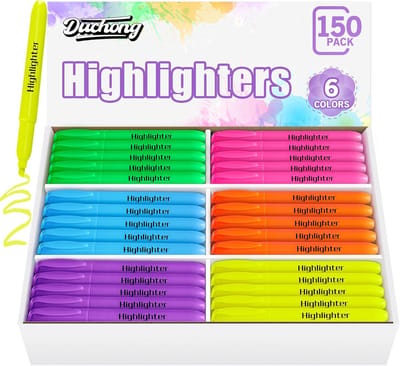 Duchong 150 Count Highlighters Bulk,Highlighters Assorted Colors,Chisel Tip Dry-Quick Marks,Office Classroom Must Have,Back to School Supplies for Adult Children Teachers