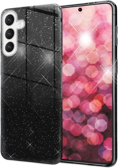 Casemania Hoesje Geschikt voor Samsung Galaxy A26 - Zwart - Glitter Back Cover