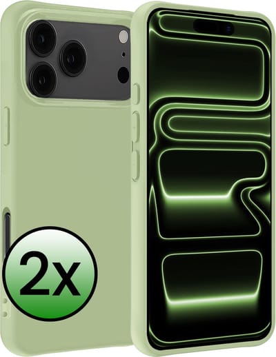 Hoesje 2 Stuks - Geschikt voor Apple iPhone 17 Pro Max / 18 Pro Max - Sterk & Shockproof - Case Siliconen - Back Cover - Telefoon Hoes - Groen