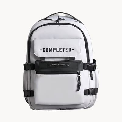 TK-S Rugzak, Lichtgrijs-wit en Ruim, 30 Liter, 17,3 inch laptop, drankflesvak. (50x30x20cm)