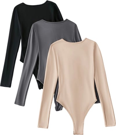 Livano Bodysuit Dames - Jumpsuit - Corrigerend Ondergoed - Body plunge - Lingerie - Setje Vrouwen - 3 Pcs - Zwart/Abrikoos/Donkergrijs - Maat XS