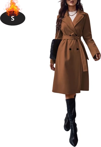 Livano Mantel Dames - Tussenmantel - Jas - Mantelpakje - Trenchcoat - Overjas - Overcoat - Winter - Koffie - S