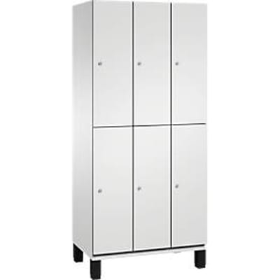 C+P Double-tier locker Cambio, 3 vakken, 6 legborden, op poten, B 900 x D 525 x H 1980 mm, lichtgrijs