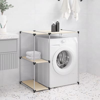 vidaXL - Opbergrek - voor - boven - wasmachine - 87x55x90,5cm - ijzer - crèmekleurig