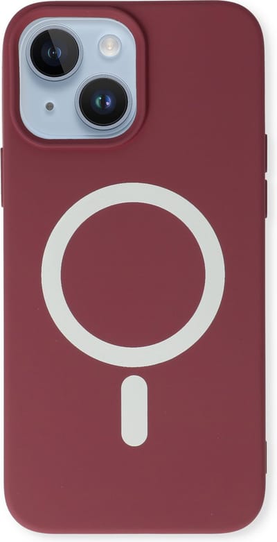 Casemania Hoesje Geschikt voor Apple iPhone 14 - Burgundy - Magnetische Siliconen Back Cover