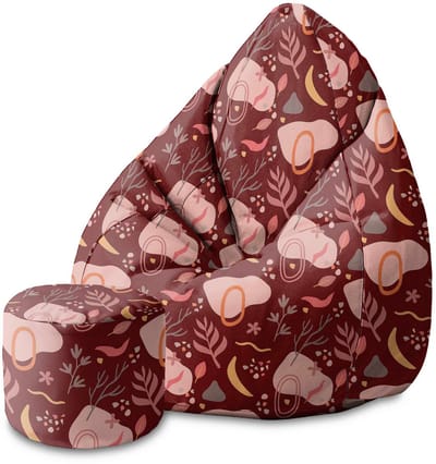 DreamRoots Velvet Zitzak voor Volwassenen – Luxe Beanbag met Voetsteun en Afneembare Hoes – Inclusief Vulling – 80x80x120 cm - Abstract Nature