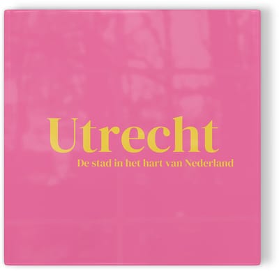 Tegeltje Utrecht - roze geel - tegeltje stad - tegeltje met tekst