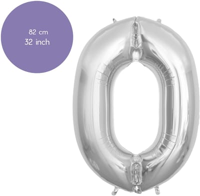 Fienosa Cijfer Ballonnen - Nummer 0 - Zilver Kleur - 82 cm - XL Groot - Helium Ballon - Verjaardag Ballon - Verjaardag versiering - Leeftijd verjaardag - Verjaardagsballon - Verjaardag