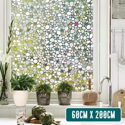 Homewell® 3D Raamfolie HR++ - Anti-Inkijk - Isolerend & Zonwerend - 60x200cm – Statisch - Kiezel
