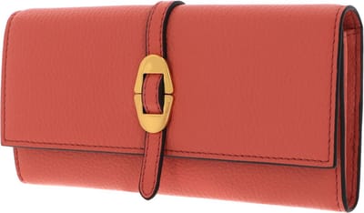 COCCINELLE Leren Portemonnee Coccinelle Cosima Wallet Grained Leather Geranium Oranje