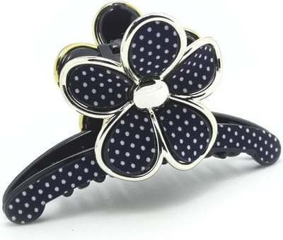 Stijlvolle Bloem Kant Haarclip met Glanzende Details voor Dames en Meisjes Donkerblauw