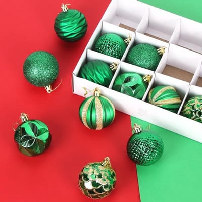 Kerstballen 6 cm - 12 Stuks - Kunststof - Luxe Kerstdecoratie - Glanzende Ornamenten - Veiligheidswaarschuwing - Kerstversiering