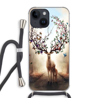 Case Company® - Hoesje met koord geschikt voor iPhone 14 hoesje met Koord - Seasons Change - Telefoonhoesje met Zwart Koord - Bescherming aan alle Kanten en Over de Schermrand