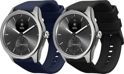 kwmobile 2x horlogebandjes geschikt voor Withings ScanWatch 42mm / Steel HR 40mm / ScanWatch Horizon bandje - Smartwatch bandjes van TPU - Activity tracker horloge band in zwart / donkerblauw