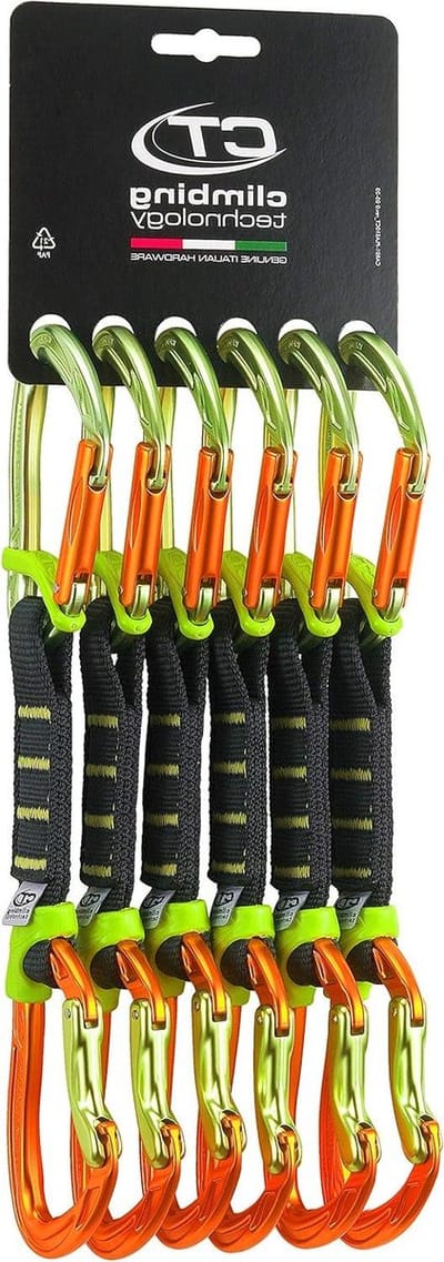 Klimset - Quickdraw set - Sportklimmen - Hoge draagkracht - 6 stuks - Groen/Oranje