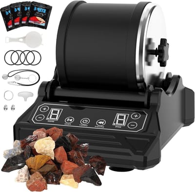 Steen Polijstmachine - Steentrommel Set - Stenen Bewerken - 9 Dagen Timer - 1 KG Capaciteit - Grijs