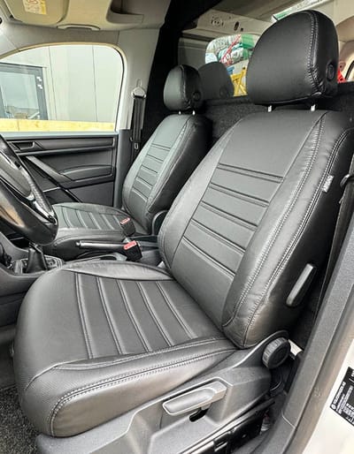 Pasvorm stoelhoezen Volkswagen Caddy 2015-2020 (past op comfortline stoel) - Kunstleer zwart