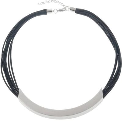 Behave - Korte ketting met metalen bar en waxkoord - Nikkelvrij - Trendy mode accessoires
