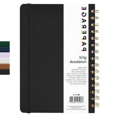 Journal Wiro Grid - Schrijfdagboek Notitieboek - Dagelijkse Notities Maken - Spiraalbinding - A5 Formaat - Zwart