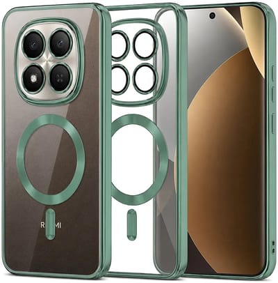Hoesje geschikt voor Xiaomi Redmi Note 15 Pro Plus / Xiaomi Poco M8 Pro - Techsuit Luxury Crystal Back Cover - Geschikt voor MagSafe - Transparant/Lichtgroen