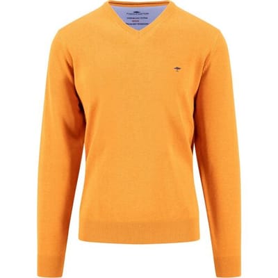 Fynch-Hatton Trui V-Neck Solid Color Superfine 3-Ply Cotton Sienna / male