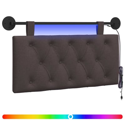 vidaXL - Hangend - hoofdbord - Met - LED-verlichting - Donkerbruin - Stof
