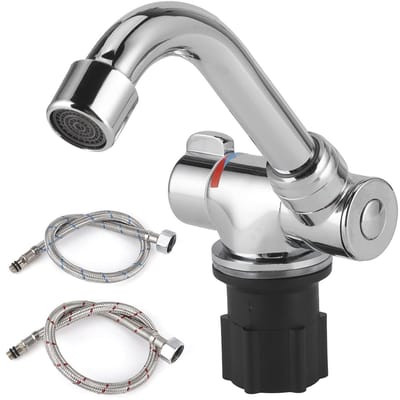 Dailygoody - Rv-kraan - Vouwkraan voor warm en koud water - Zilverkleurig - Keukengootsteenkraan - Ideaal voor keuken en badkamer - 360 graden draaibaar