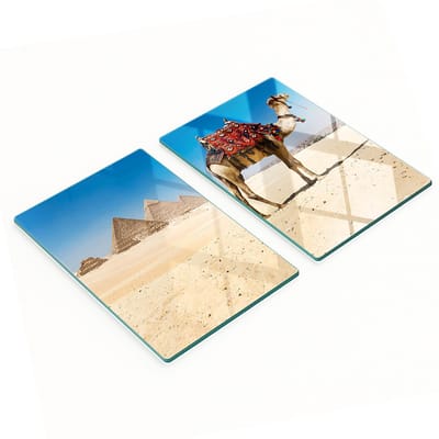 Keukenplanken van gehard glas met afbeelding van een kameel in Caïro, 2x40x52 cm