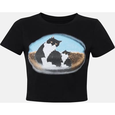 Geprinte Katoenen Cropped T-Shirt