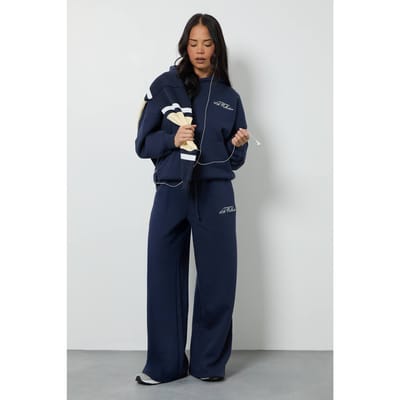 boohoo Dames Ath Collective Trainingspak met Capuchon en Borduurwerk | Marineblauw | Maat: XL