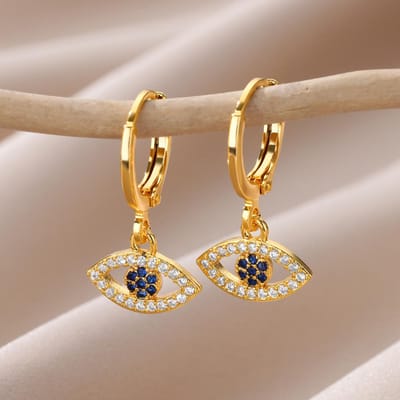 Nieuw Binnen Zircon Oog van de Duivel Oorbellen Voor Vrouwen Goudkleurig Roestvrij Staal Oorbel Bruiloft Esthetisch Vintage Sieraden Cadeau Brincos beige