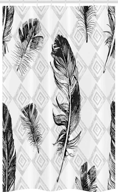 ABAKUHAUS Feder Douchegordijn – Moderne Mozaïek – 120x180 cm – Grijs/Wit/Zwart
