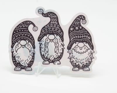 Drie Kabouters met Snorren Samen Sticker - Kabouters met Snorren | Vera's Arts & Dice | Schattige Stickers - Handgemaakte Stickers - Journaling - Bullet Journal - Scrapbooking - Leuke Stickers - Laptop Sticker - Telefoon | Gnomes with Moustaches