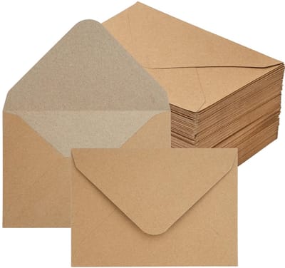 Dailygoody - 50 enveloppen - Kraftpapier - Robuust en duurzaam - B6 formaat - Blanco pocketfold - Geschikt voor wenskaarten en uitnodigingen