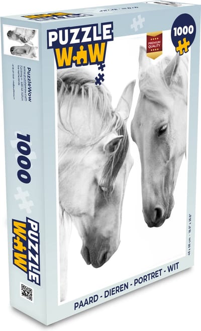 Puzzel Paard - Dieren - Portret - Wit - Legpuzzel - Puzzel 1000 stukjes volwassenen