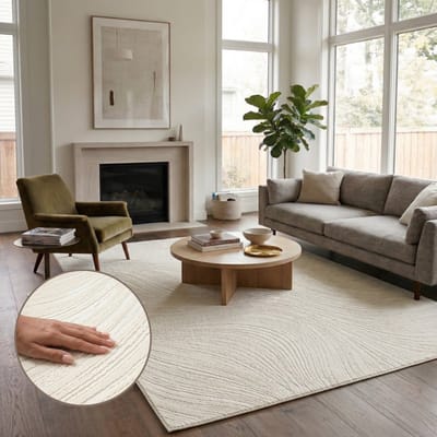 Oz Home Elyse Wave Vloerkleed Crème – Organisch Reliëf & Zachte Golfstructuur – 160x230 cm – Laagpolig 10 mm – Duurzaam & Comfortabel - Exclusief Premium Tapijt
