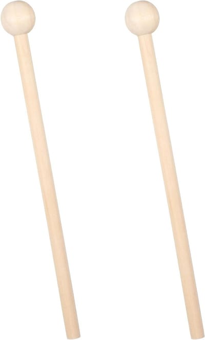 Houten Stokken - Percussie Stokjes - Muziek Maken - Gladde Kogelkop - 2 Stuks 19cm - Houtkleur