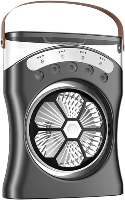 Ventilator - Draagbare Mistkoeler met 3 Snelheden en 180° Rotatie - Stille Luchtbevochtiger met 550ml Watertank - Oplaadbaar via Type-C en 3600mAh Batterij - Geschikt voor Slaapkamer Kantoor en Studentenhuis
