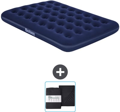 Bestway luchtbed - Twijfelaar - 137 x 191 x 22 cm - Blauw - Inclusief en Hoeslaken
