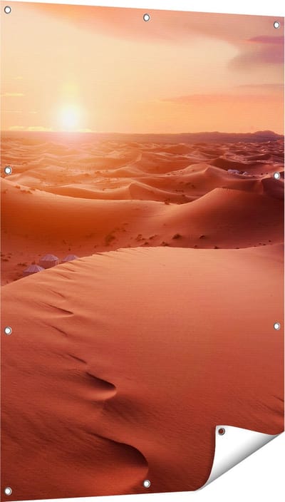 Gards Tuinposter Woestijn in de Sahara bij Zonsondergang - 80x120 cm - Tuindoek - Tuindecoratie - Wanddecoratie buiten - Tuinschilderij