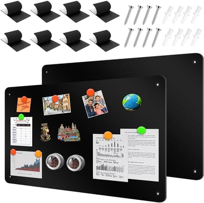 Dailygoods- Magneetbord 2 Stuks 43x30 cm - Magnetisch Prikbord - Krasbestendig Metalen Bord - Voor Keuken/Kantoor - Ruimtebesparend Ontwerp