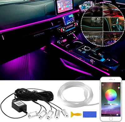 Auto Interieur Verlichting - Led Strip Auto – 6M – Met App -Paars
