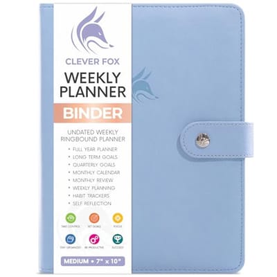 Wekelijkse Planner Binder voor Doelstellingen en Tijdbeheer - Organisator voor Werk en Leven met Takenlijst en Gewoonte-tracker - Ongedateerd, 7 ″ x 9 ″ Hardcover